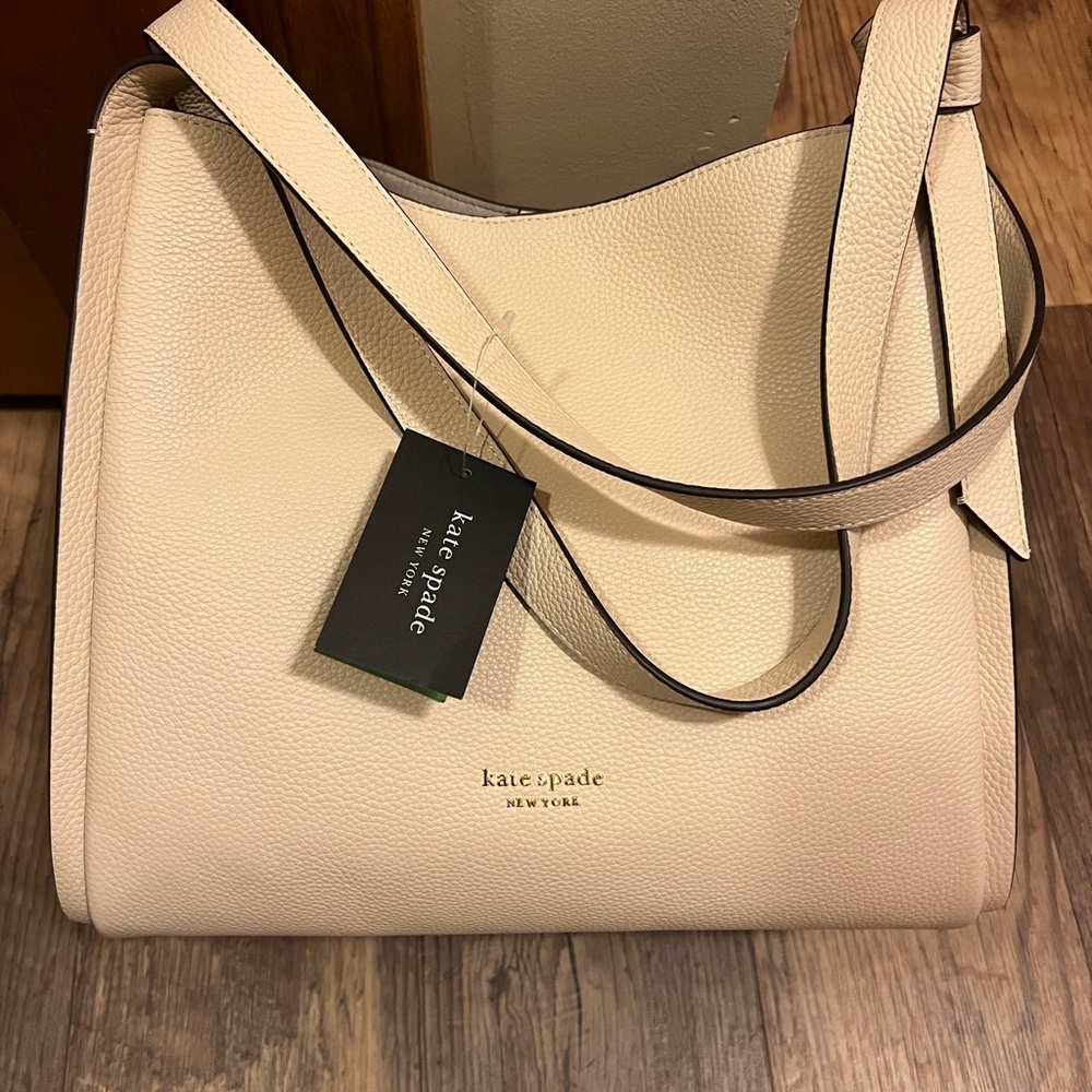 NEW Kate Spade Milk Glass Large KNOTT Large Shoulder Bag Cream Leather NWT